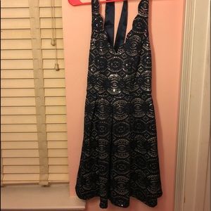Blue homecoming dress with sequins- never worn.